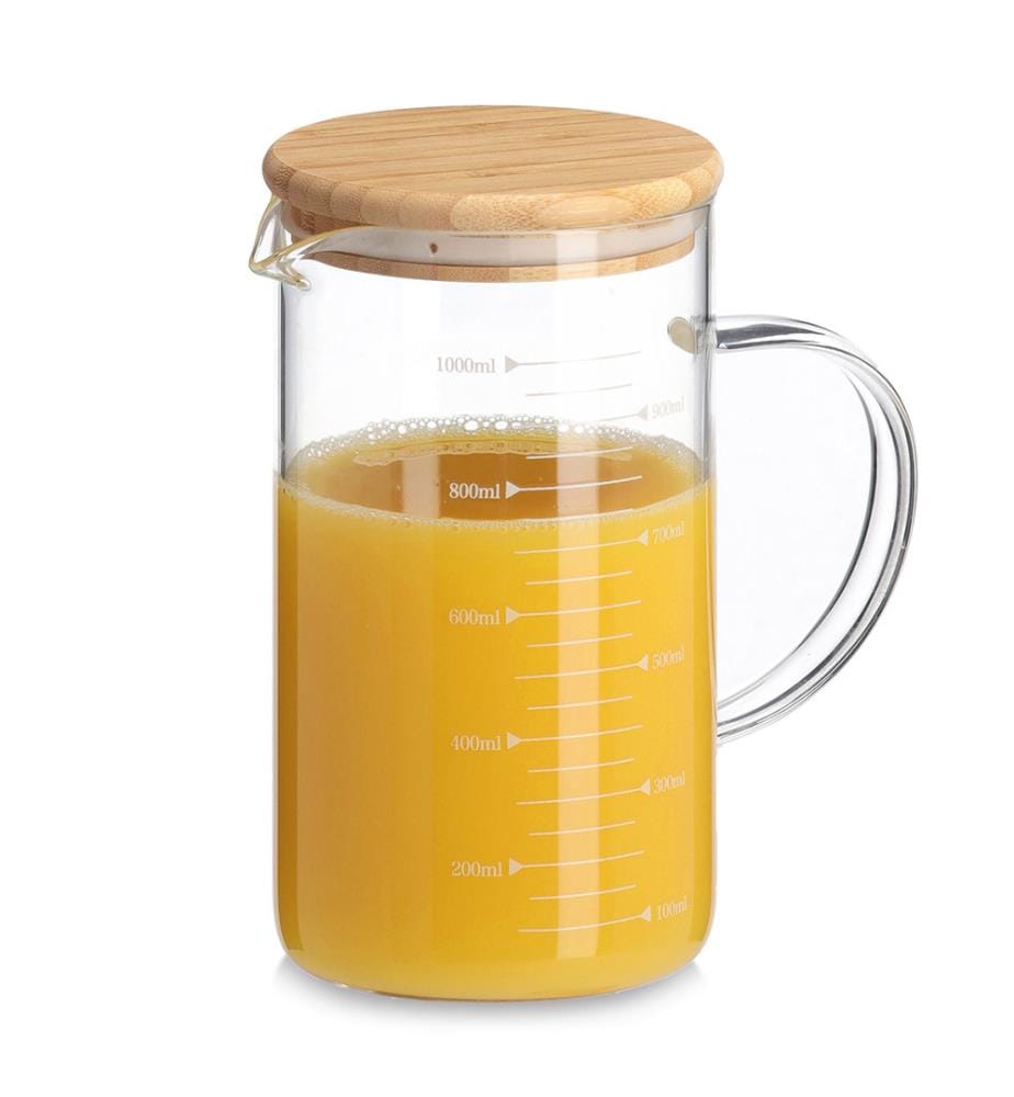 Messbecher mit Bambusdeckel, 1000 ml, Glas