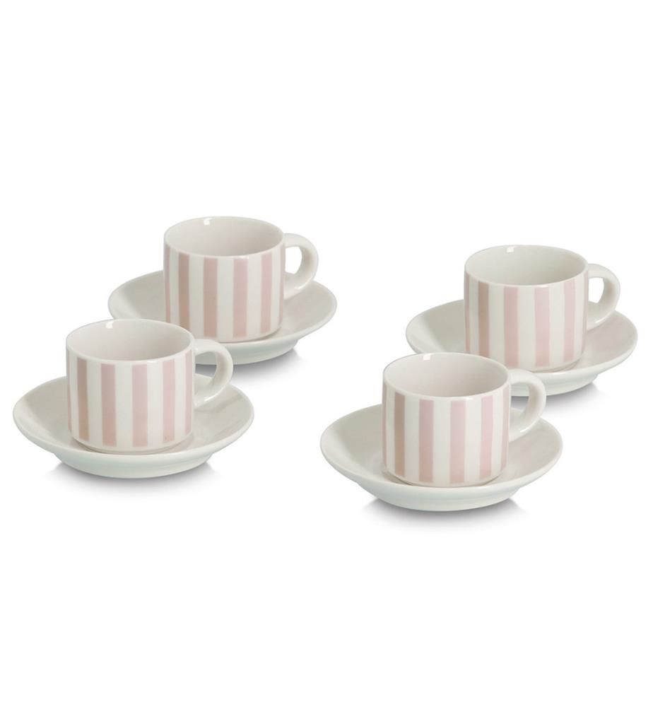 Espresso-Set "Stripes", 8-tlg., Porzellan, beige/