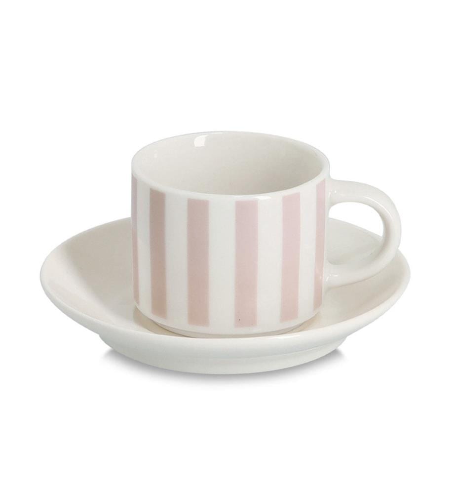 Espresso-Set "Stripes", 8-tlg., Porzellan, beige/