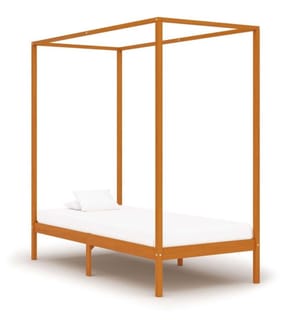 Himmelbett-Gestell Honigbraun Massivholz Kiefer 90 x 200 cm