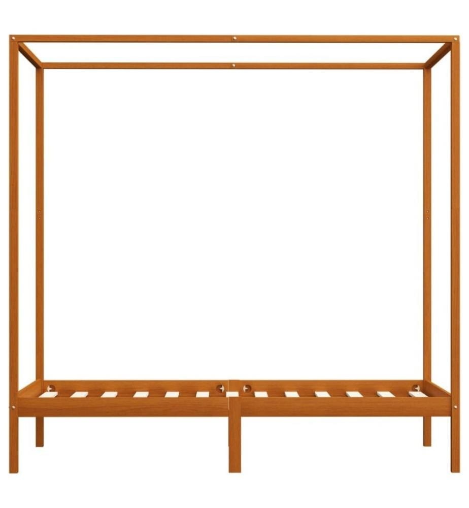 Himmelbett-Gestell Honigbraun Massivholz Kiefer 90 x 200 cm