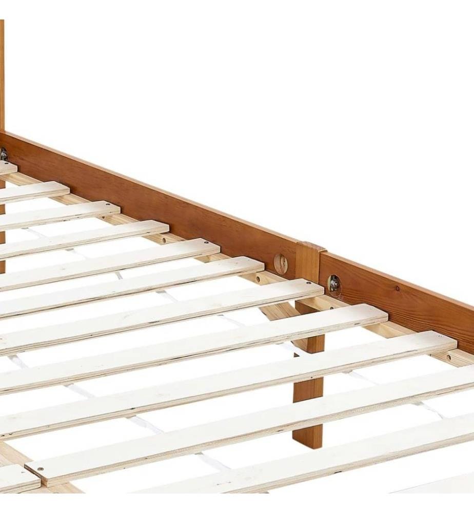 Himmelbett-Gestell Honigbraun Massivholz Kiefer 90 x 200 cm