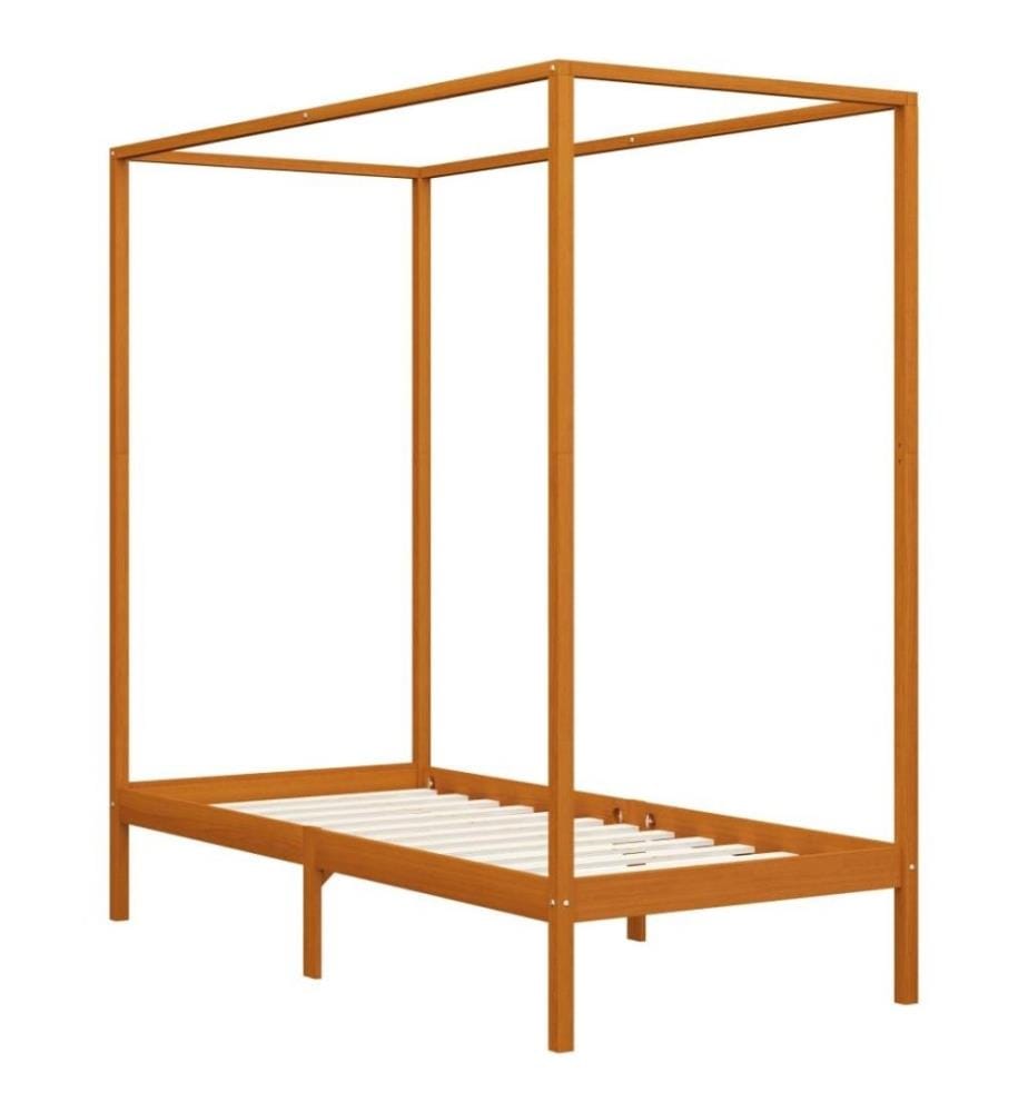 Himmelbett-Gestell Honigbraun Massivholz Kiefer 100 x 200 cm