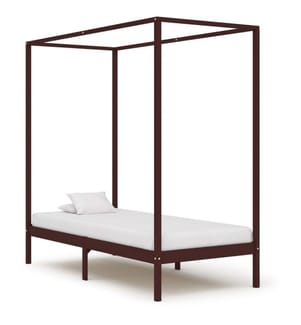 Himmelbett-Gestell Dunkelbraun Massivholz Kiefer 90 x 200 cm