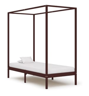 Himmelbett-Gestell Dunkelbraun Massivholz Kiefer 100 x 200 cm