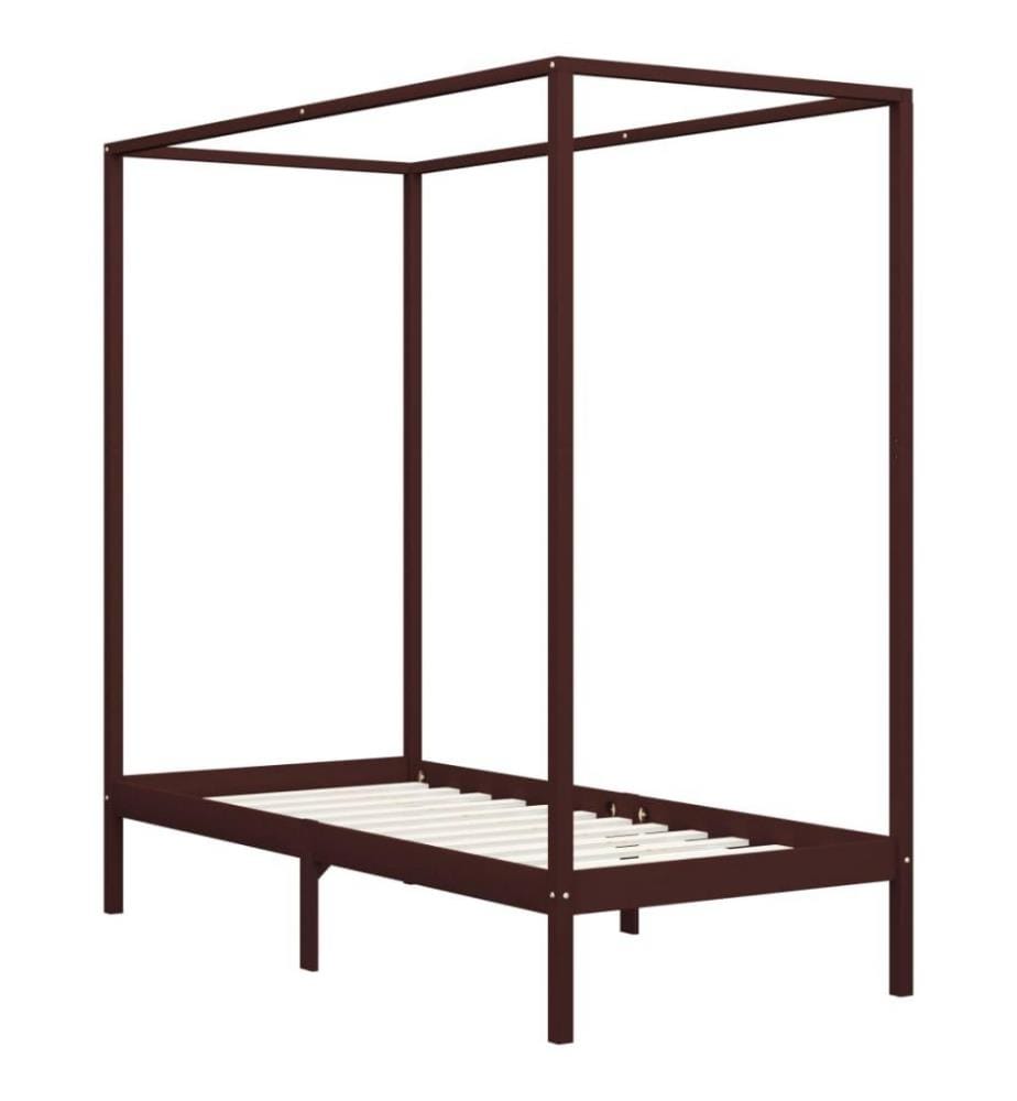 Himmelbett-Gestell Dunkelbraun Massivholz Kiefer 100 x 200 cm