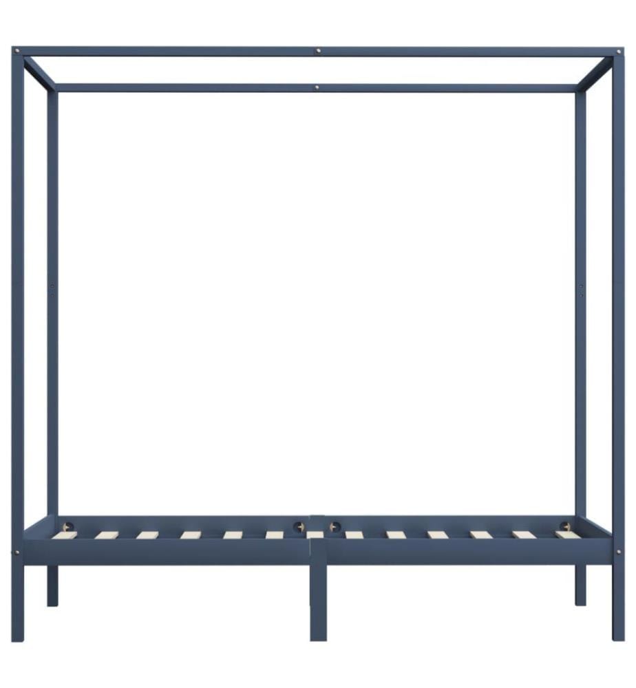 Himmelbett-Gestell Grau Massivholz Kiefer 90 x 200 cm