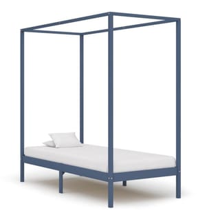 Himmelbett-Gestell Grau Massivholz Kiefer 100 x 200 cm