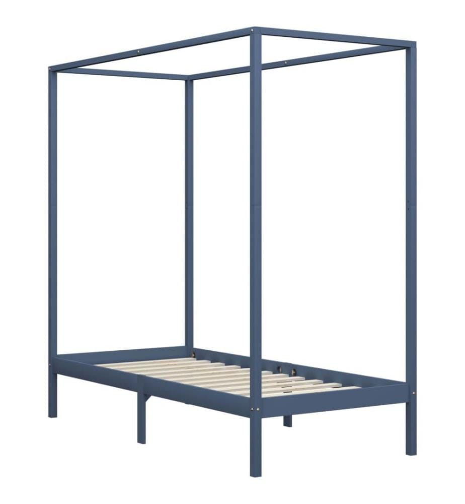 Himmelbett-Gestell Grau Massivholz Kiefer 100 x 200 cm