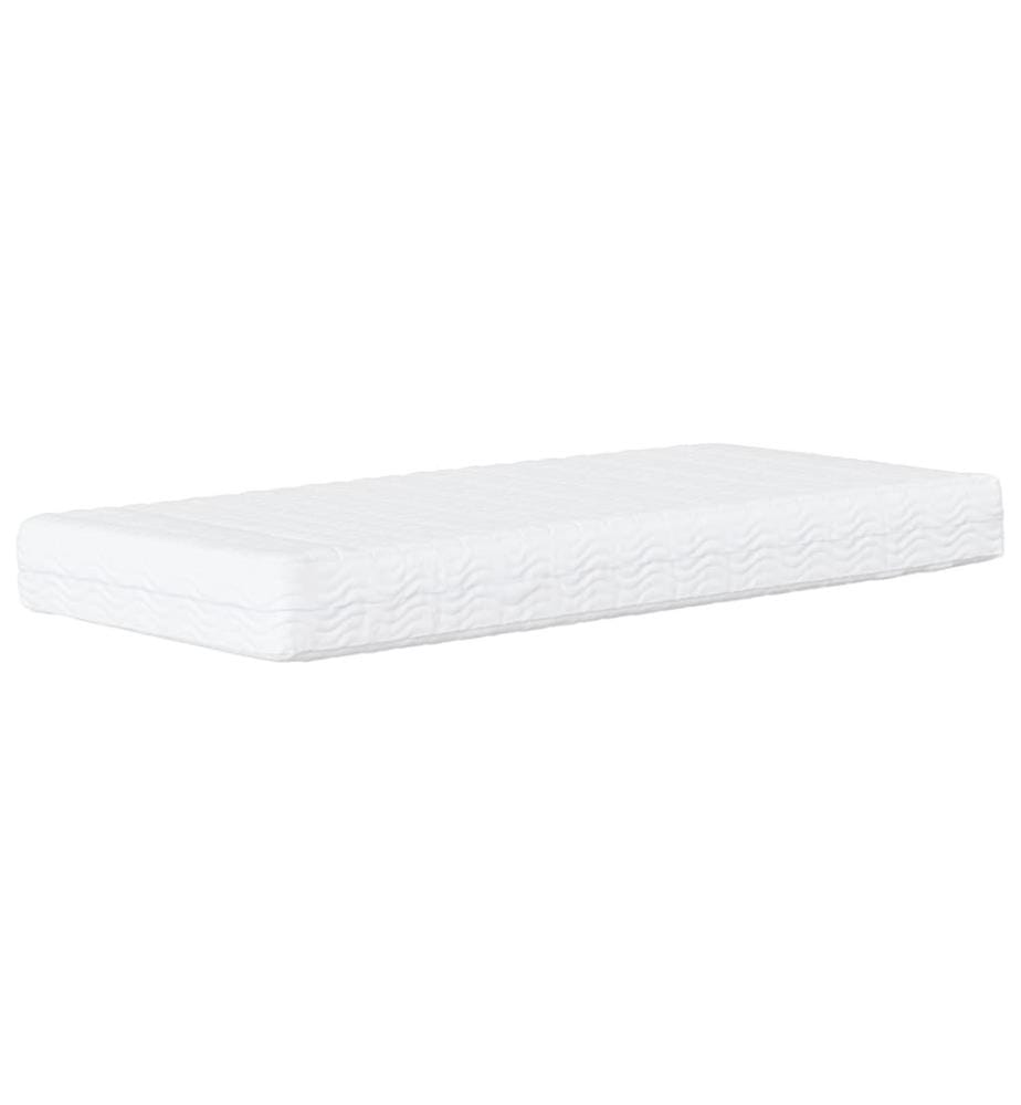 Bett mit Matratze Weiss und Schwarz 90x200 cm Kunstleder