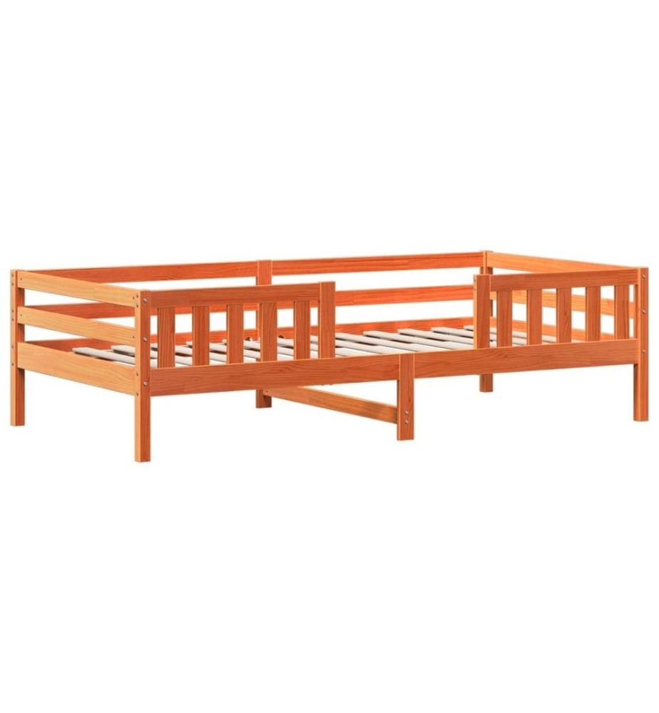 Cadre de lit avec toit cire marron 75x190 cm bois massif de pin