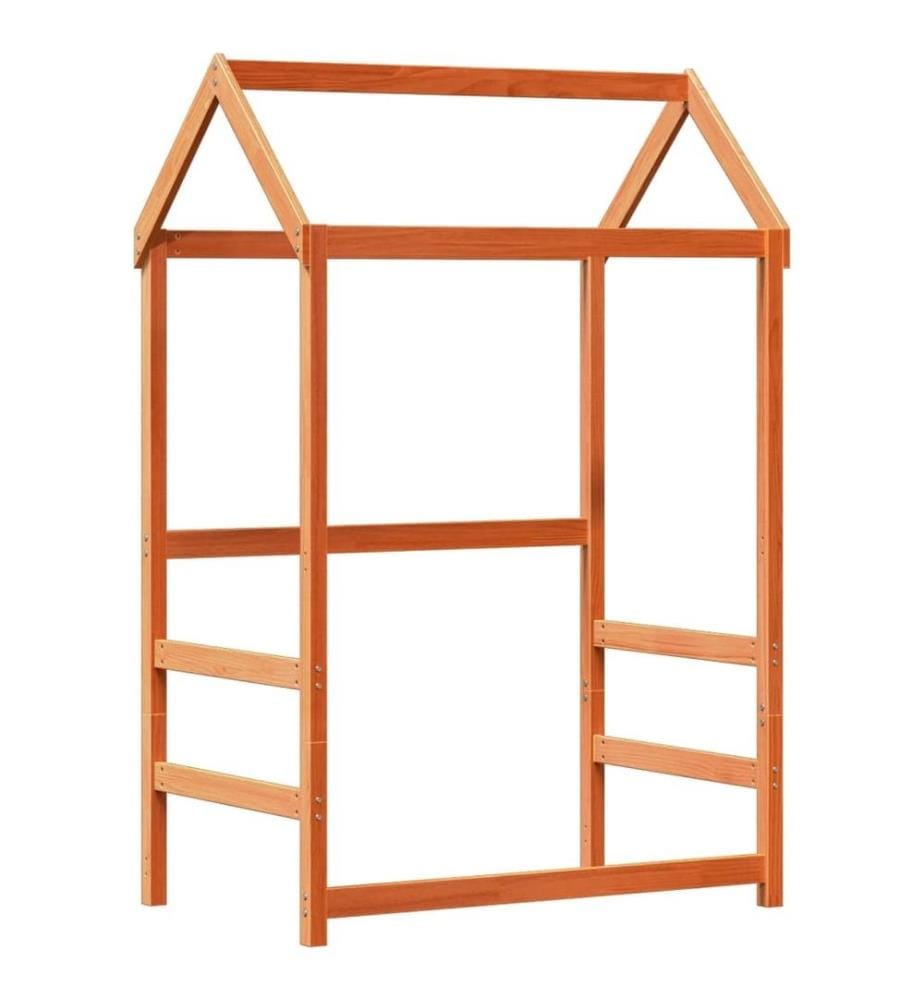 Cadre de lit avec toit cire marron 75x190 cm bois massif de pin