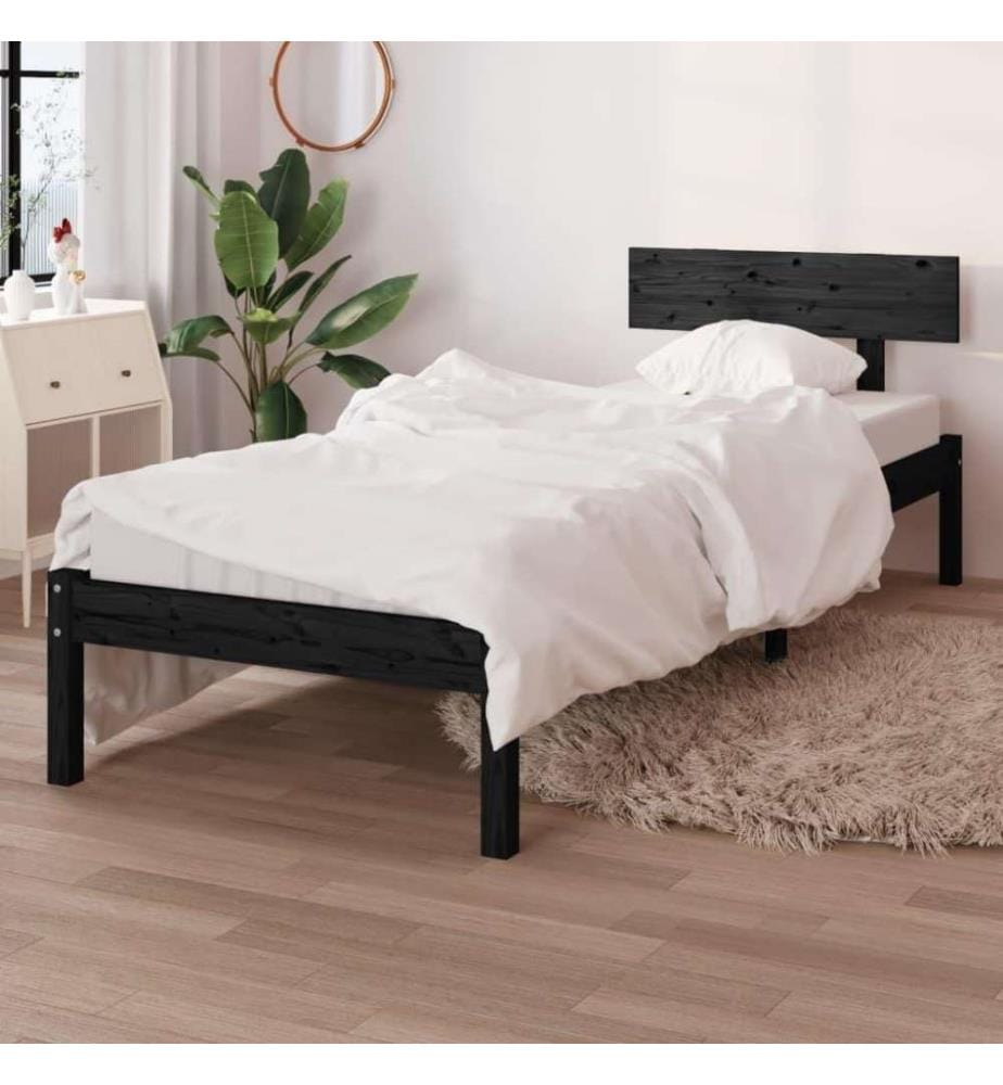 Massivholzbett Schwarz Kiefer 90x200 cm