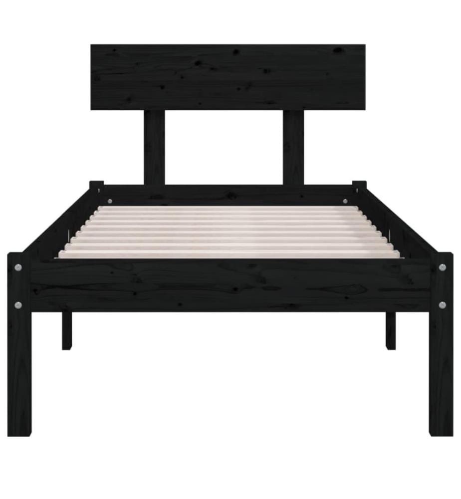 Massivholzbett Schwarz Kiefer 90x200 cm