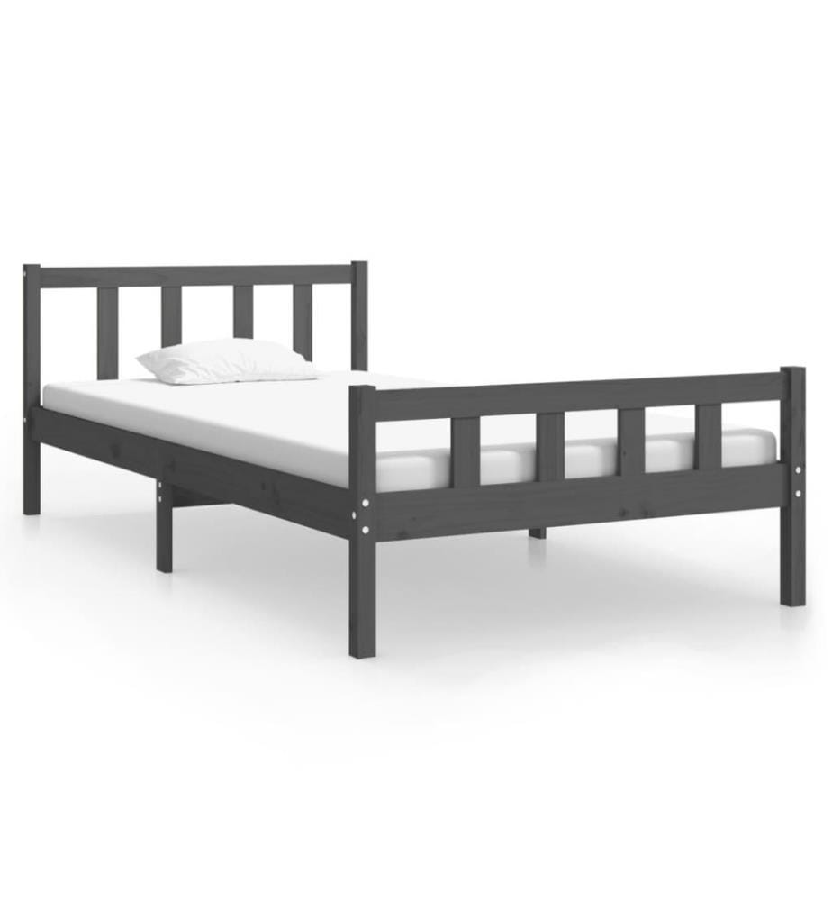 Cadre de lit Gris Bois massif 100x200 cm