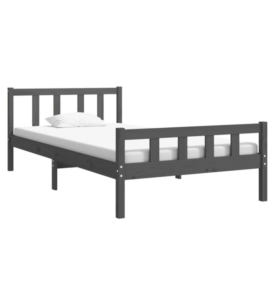 Cadre de lit Gris Bois massif 100x200 cm