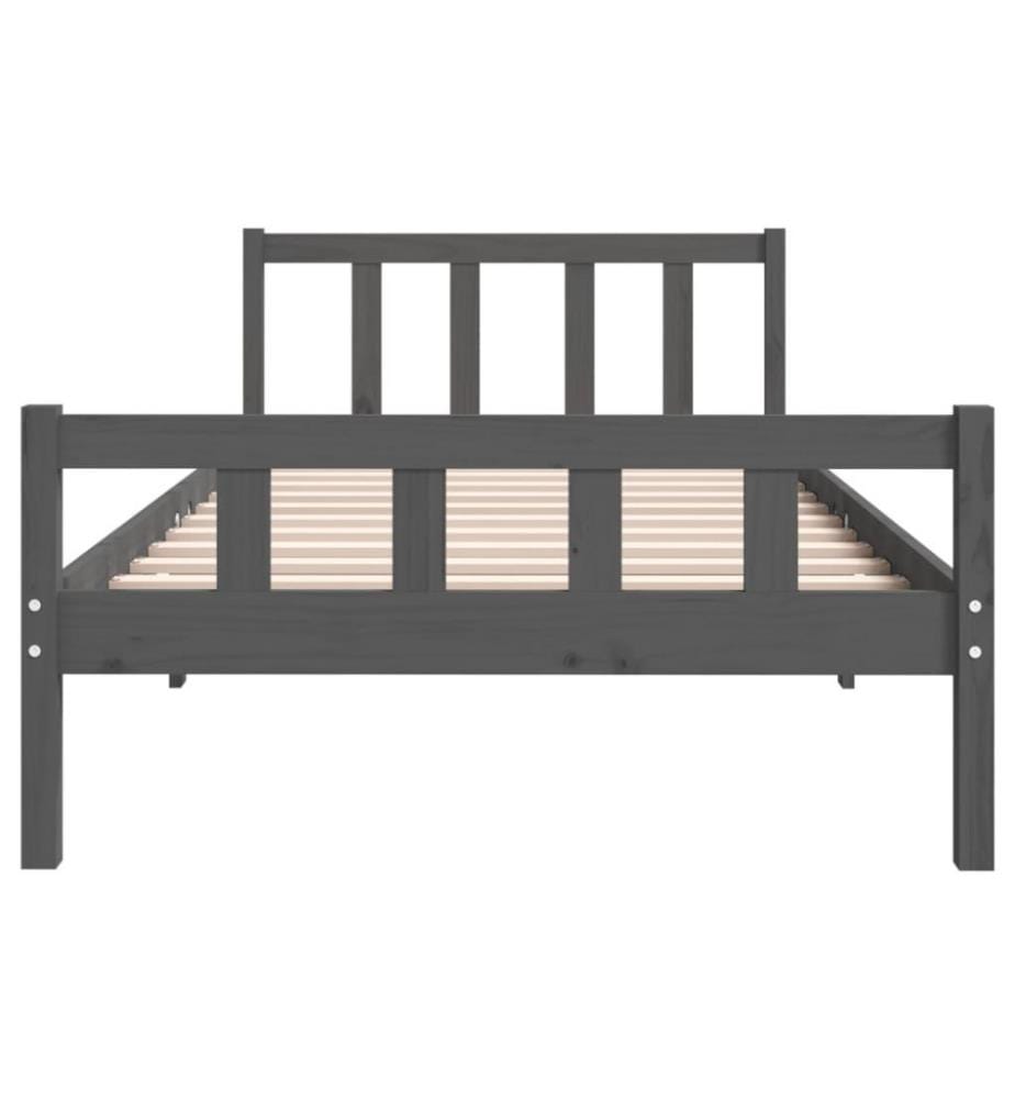 Cadre de lit Gris Bois massif 100x200 cm