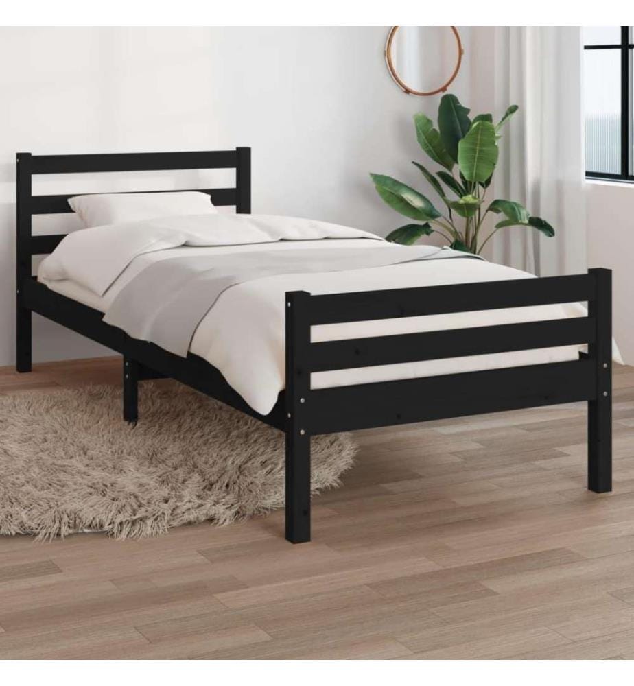 Cadre de lit Noir Bois massif 100x200 cm