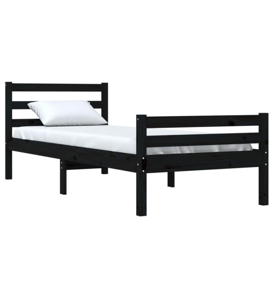 Cadre de lit Noir Bois massif 100x200 cm