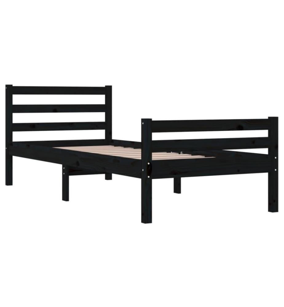 Cadre de lit Noir Bois massif 100x200 cm