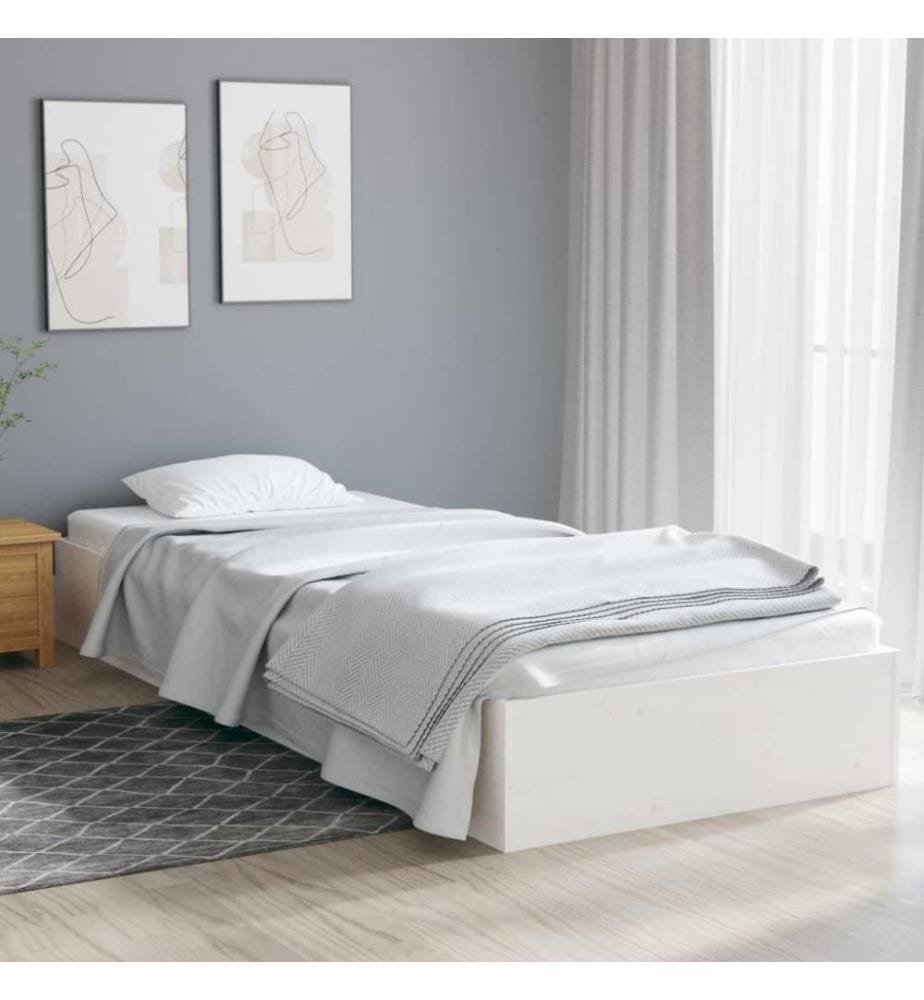 Massivholzbett Weiss 75x190 cm 2FT6 Small Single