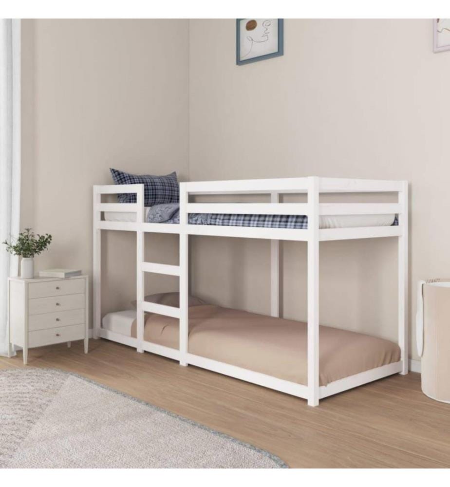 Lit superposé Blanc 80x200 cm Bois de pin massif