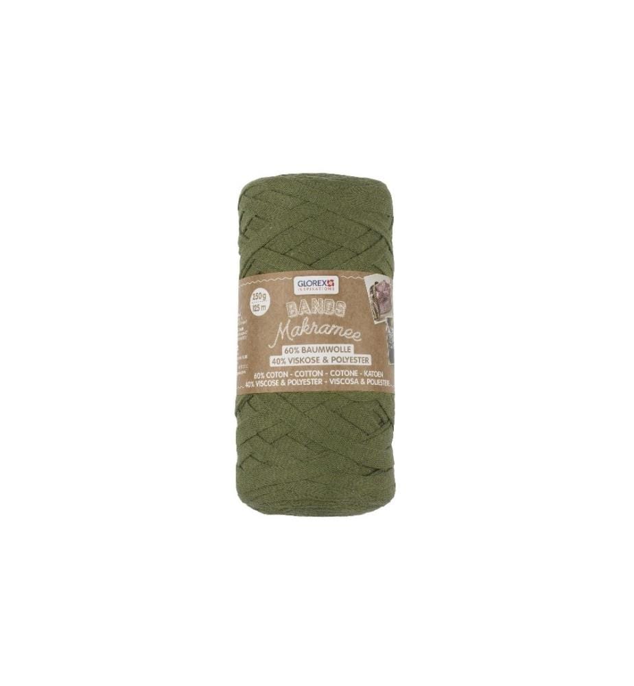 GLOREX - Wolle Makramee Bands 250 g, Olivgrün