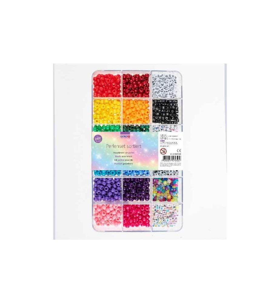 GLOREX - Perlen-Set Kunststoff, ca. 2400 Stk, Mehrfarbig
