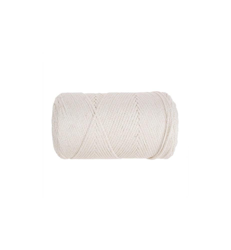 GLOREX - Wolle Makramee Cotton 2 mm, 250g, Creme