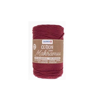 GLOREX - Laine Macramee Cotton 2 mm, 250g, Bordeaux