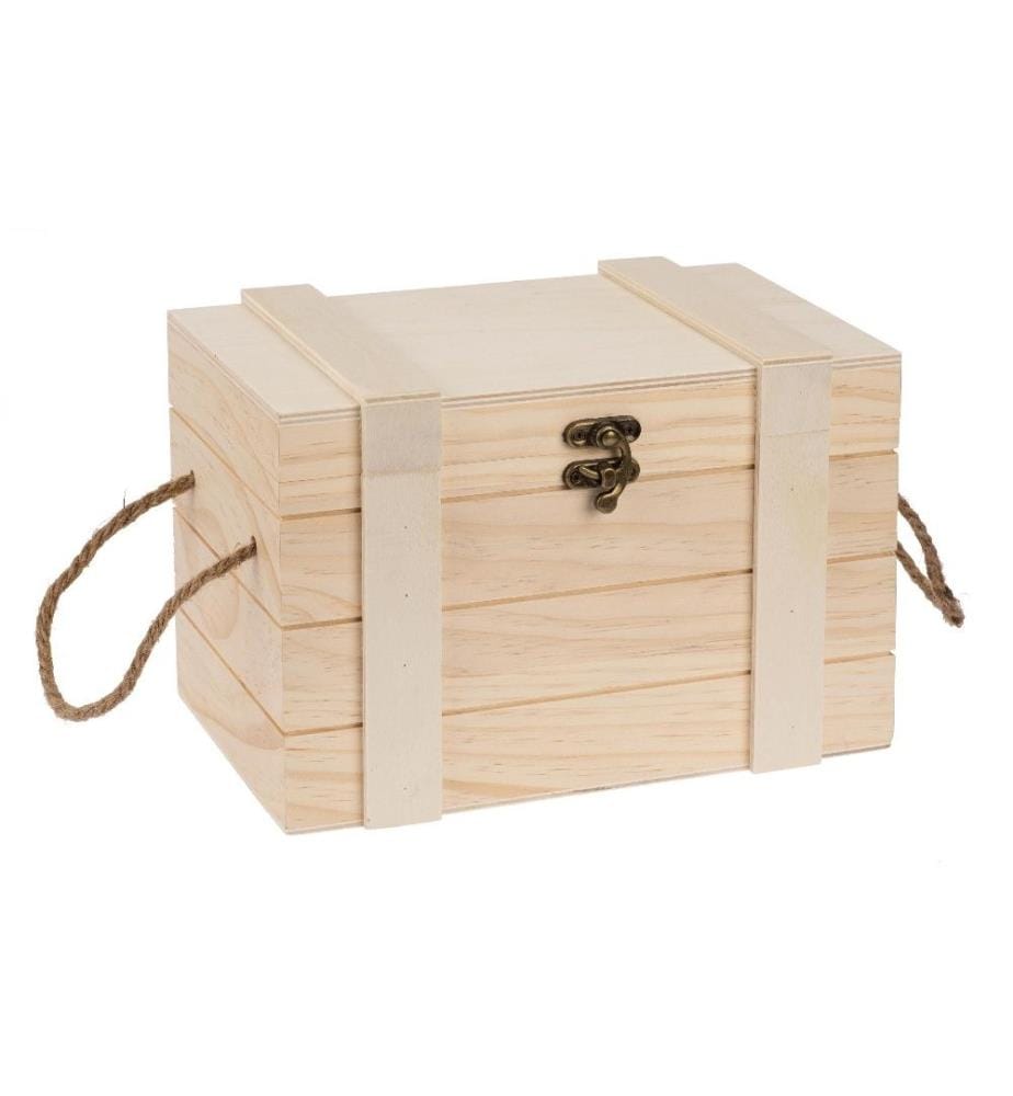 GLOREX - Article en bois Coffre au trésor 24 x 16.5 x 15.5 cm