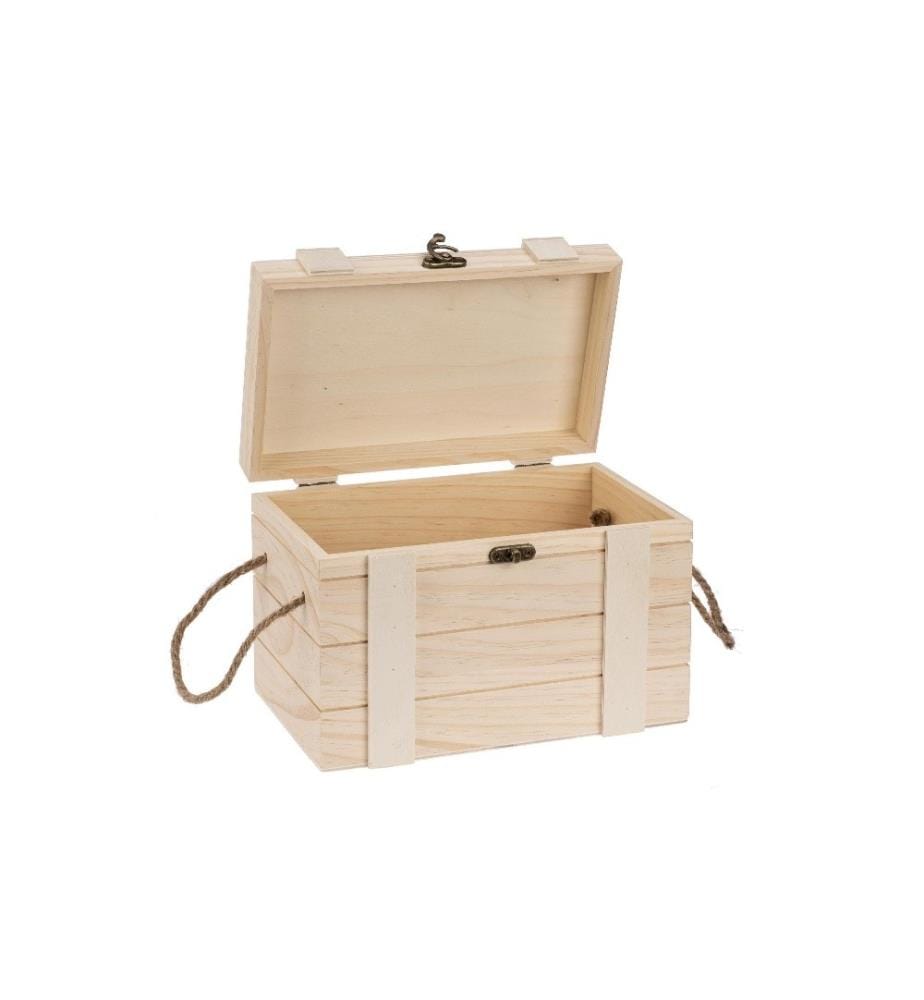 GLOREX - Article en bois Coffre au trésor 24 x 16.5 x 15.5 cm