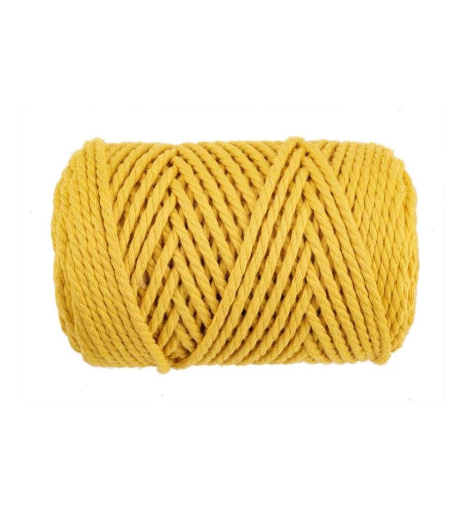 GLOREX - Laine Macramee Rope torsadé 63 m x 3 mm, 250g, jaune moutarde