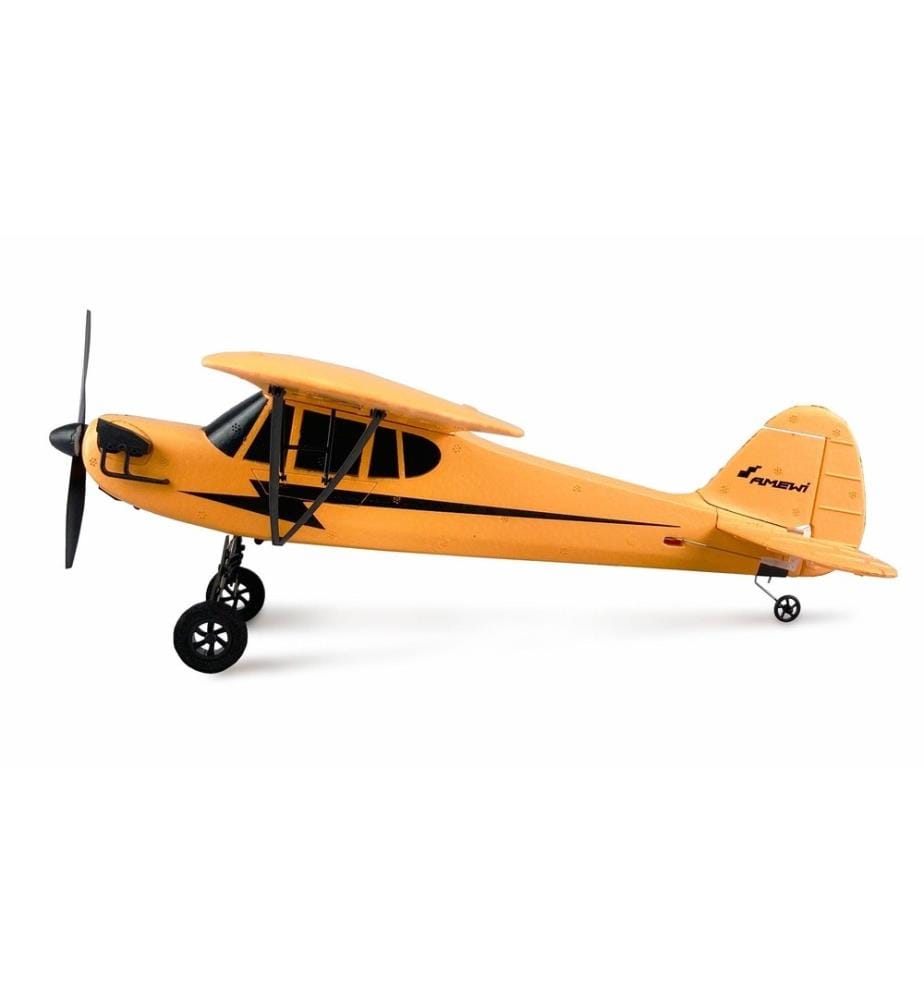 AMEWI - Motorflugzeug Piper J-3 Cub 505 mm, Gelb Gyro, RTF