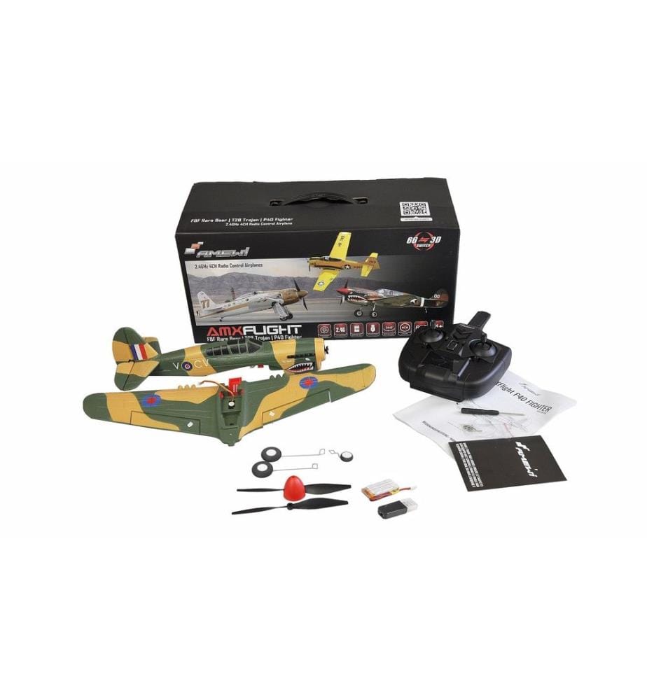 AMEWI - Warbird AMXflight P40 Fighter, Gyro, 4-Kanal, 384 mm, RTF