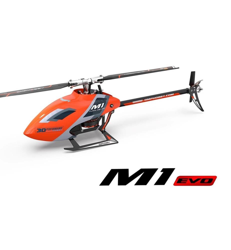 OMPHOBBY - Hélicoptère M1 EVO Flybarless, 3D, Orange BNF