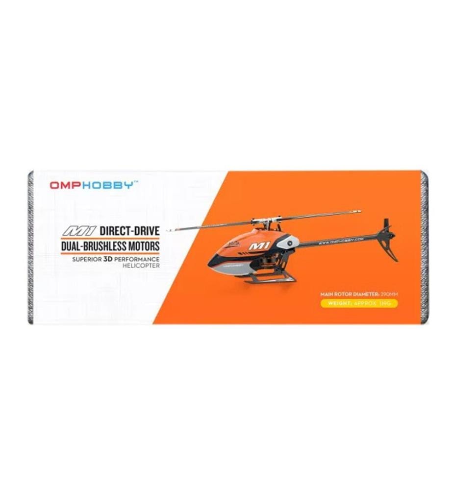 OMPHOBBY - Hélicoptère M1 EVO Flybarless, 3D, Orange BNF