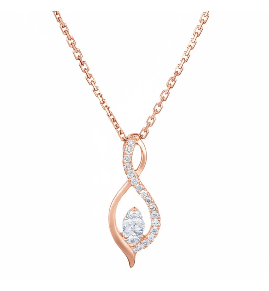 Pendente "Luna" con diamanti - Oro rosa
