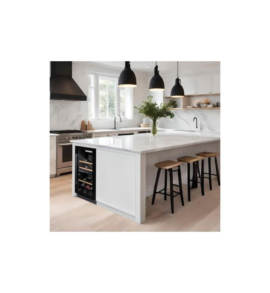 KIBERNETIK - Armoire à vin encastrable WKE 24 Noir, Changeable, Droite
