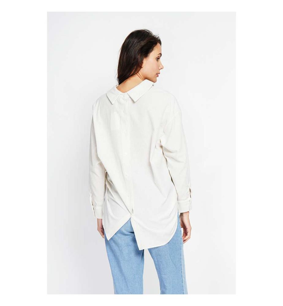 Tunique Col Chemise Boutonnée Au Dos Et Poignet À Manches Longueur - Lin