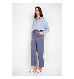 Hochgezogene Hose mit Kordelzug und Taschen - Blaue Jeans