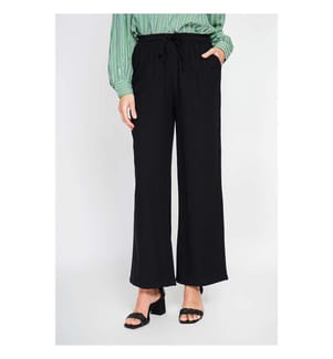 Hose mit hoher Taille Mit Kordelzug Mit Taschen - Schwarz