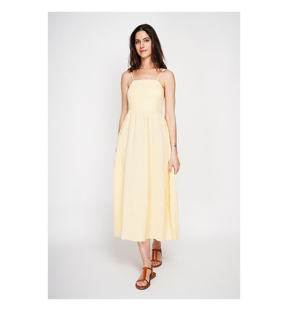 Maxi abito estivo con spalline regolabili - Giallo