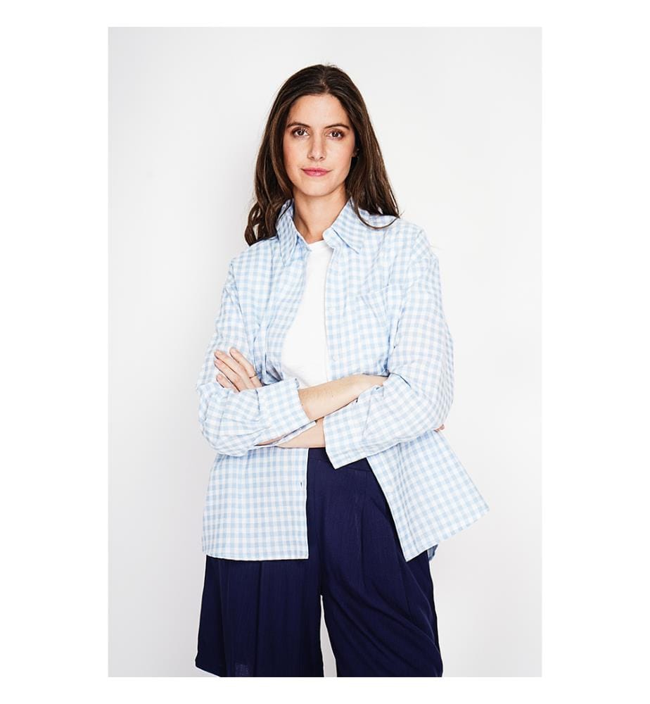 Camicia lunga oversize con taschino sul petto, maniche lunghe, a quadri - Ciel