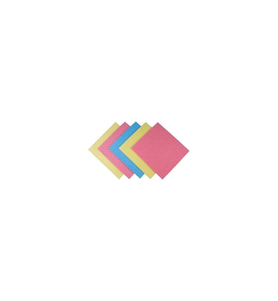 WEITA - Schwammtuch 5 Stück, Blau/Gelb/Rosa