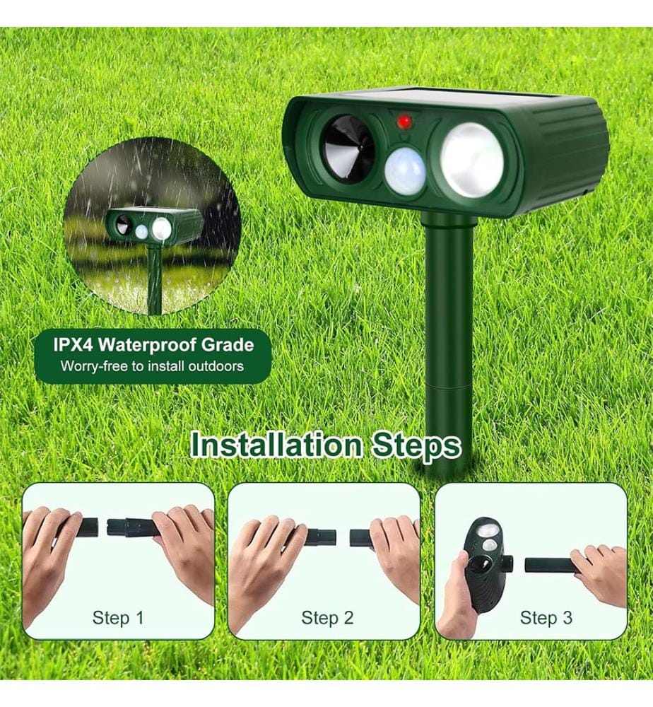Repellente Solare a Ultrasuoni con Rilevamento Movimento - Verde
