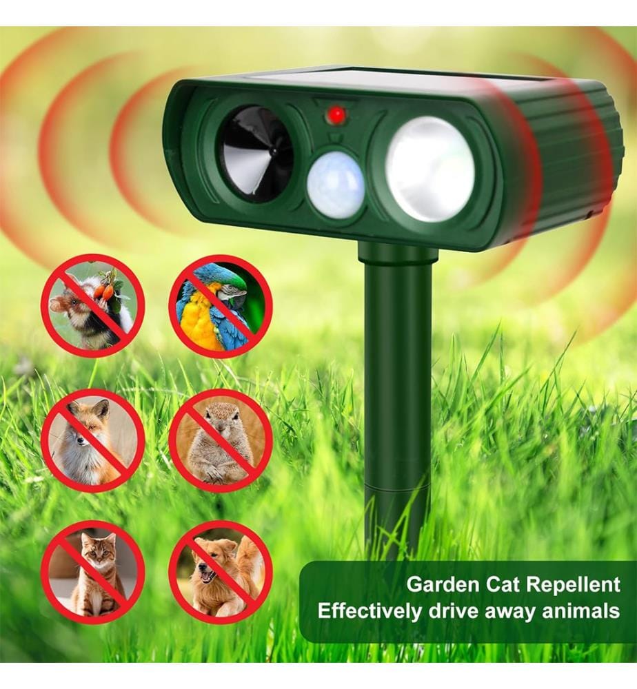 Repellente Solare a Ultrasuoni con Rilevamento Movimento - Verde