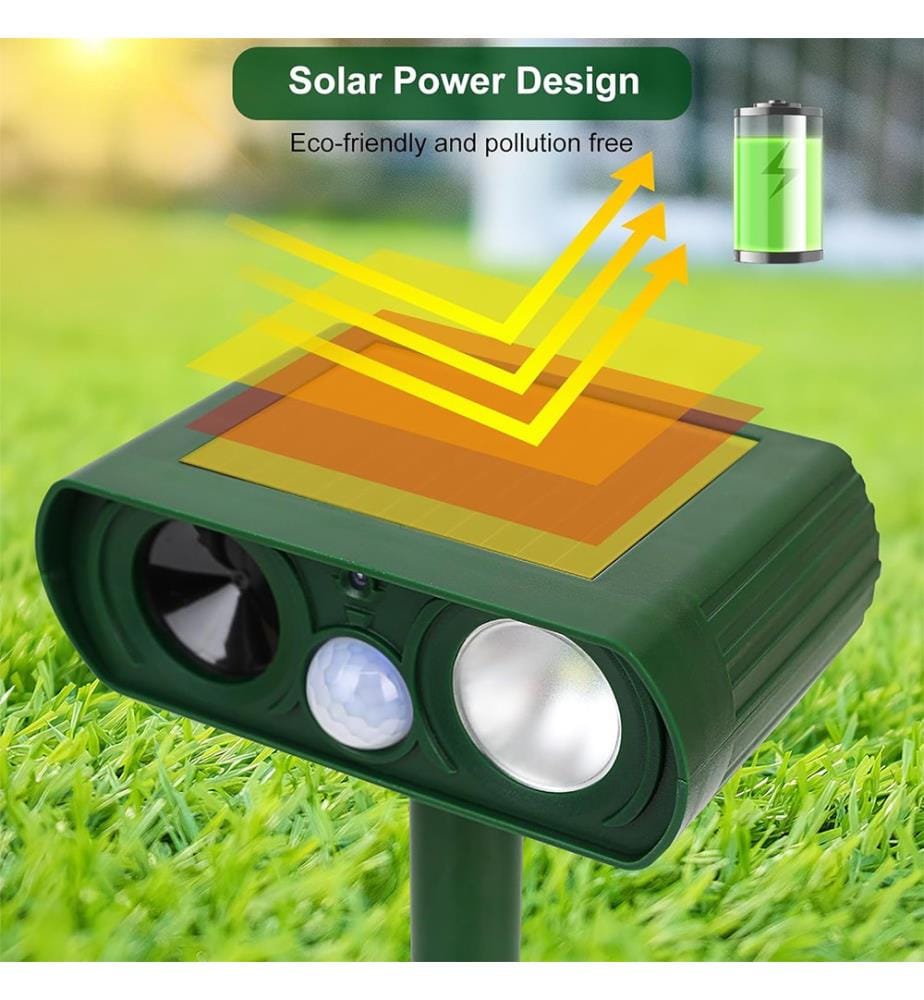 Repellente Solare a Ultrasuoni con Rilevamento Movimento - Verde