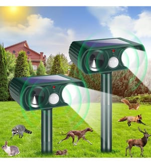 Set of 2 Solar Ultrasonic Repellents with Motion Detection - Green