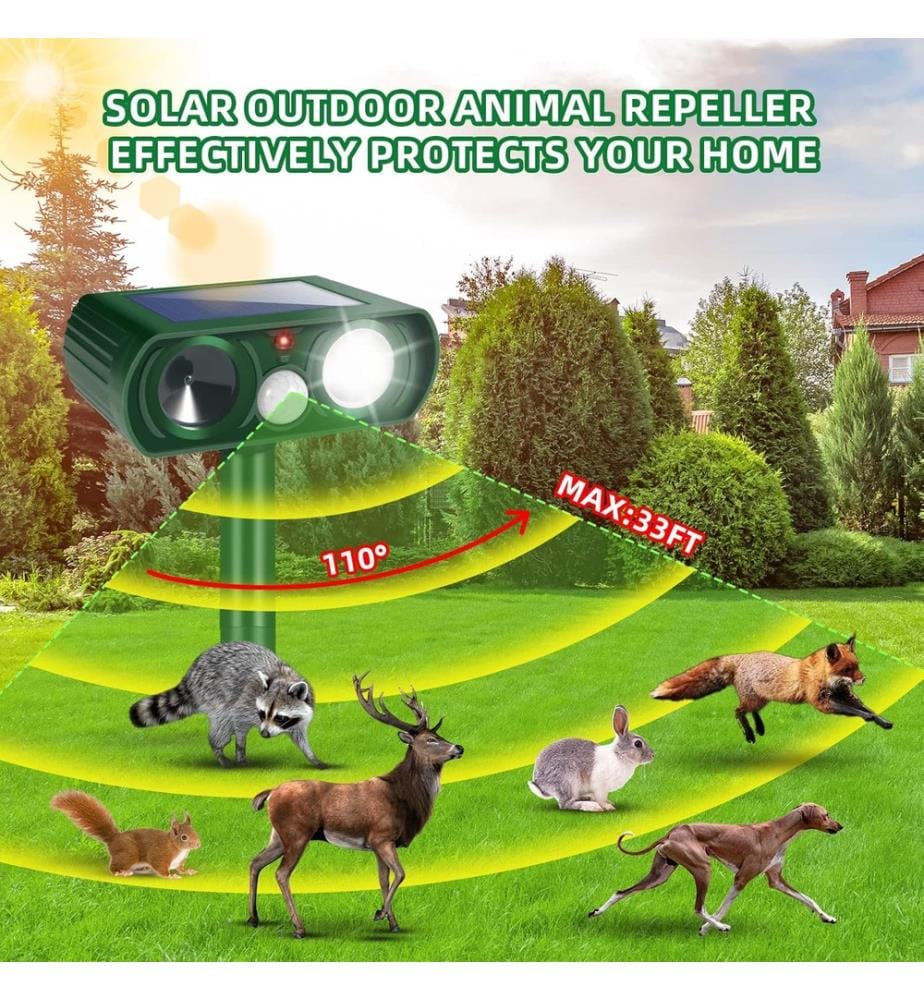 Set of 2 Solar Ultrasonic Repellents with Motion Detection - Green